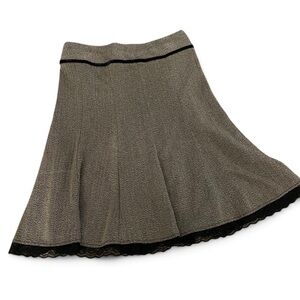 Tracy Evans Black and Gray Pleated A-Line Midi Skirt